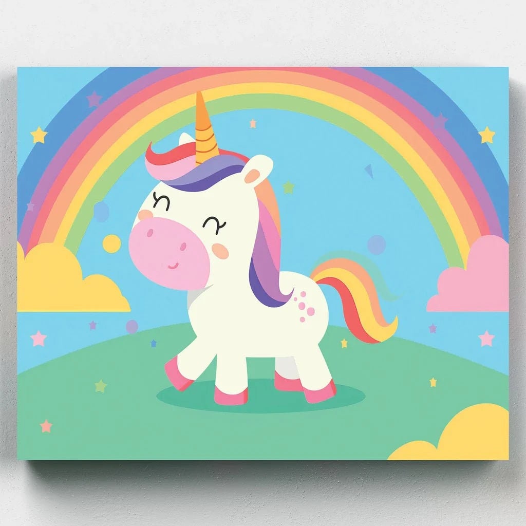Ravensburger Paint By Numbers - Lindo Unicornio - Kit De Pintura Para Niños A Partir De 7 Años - Incluye Marco, Pincel Y 6 Pinturas Acrílicas - Decoración Para Habitación