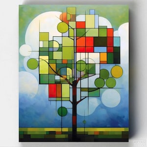 Premium Paint by Numbers Kit - Bauhaus Green Tree - Paint by Numbers - Canvas by Numbers