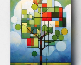 Premium Paint by Numbers Kit - Bauhaus Green Tree - Paint by Numbers - Canvas by Numbers