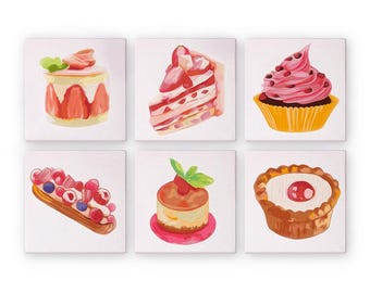 Set of 6 Mini Paint by Numbers - Sweet Moments – Easy Canvas Painting DIY Art - Gift Idea