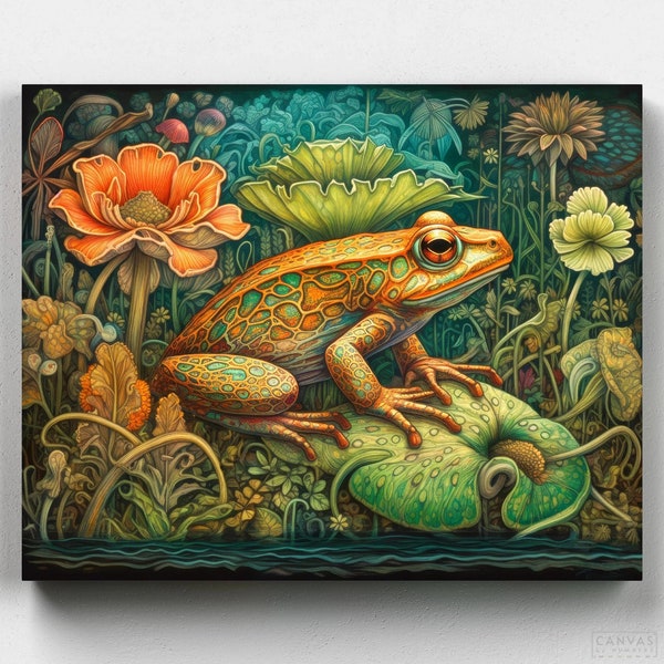 Premium Paint by Numbers Kit - Green Tree Frog Painting by Numbers - Canvas by Numbers