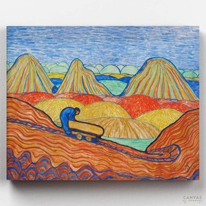 Premium Paint by Numbers Kit - Clay Worker with a Yellow Cart - Wilhelm Morgner - Canvas by Numbers
