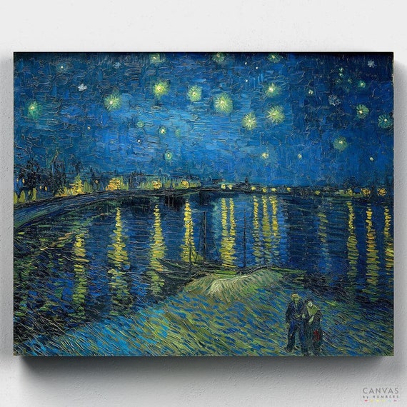 Premium Paint by Numbers Kit Starry Sky Vincent Van Gogh Canvas by