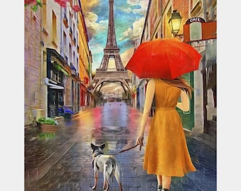 Premium Diamond Painting (Large) - Streets of Paris - Paris Diamond Painting - 5D Diamond Painting Kits for Adult - DIY Gift