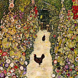 Premium Diamond Painting (X-Large) - Garden Path with Hens - Klimt Diamond Painting - 5D Diamond Painting Kits for Adult - DIY Gift