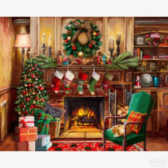Fireside Christmas - Diamond Painting - Etsy