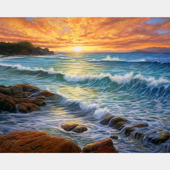 Premium Diamond Painting (x-large) - Ocean Sunrise - Ocean Diamond