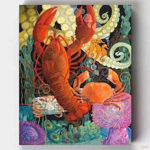 Premium Paint by Numbers - Lobster Dance - David Galchutt - Licensed Painting Kit - Canvas by Numbers