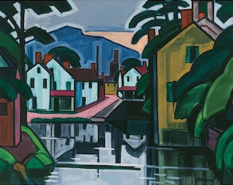 Premium diamantschilderij (standaardformaat) - oude kanaalpoort - diamantschilderij - 5D-diamantschilderijen voor volwassenen - doe-het-zelfcadeau