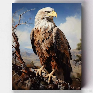 Premium Paint by Numbers Kit - Eagle&#39;s Perch - Canvas by Numbers