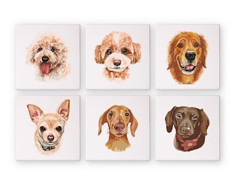 Set of 6 Mini Paint by Numbers - Loyal Companions – Easy Canvas Painting DIY Art - Gift Idea