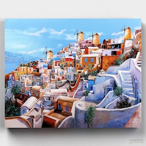 Premium Paint by Numbers Kit - I Colori di Santorini - Guido Borelli - Canvas by Numbers