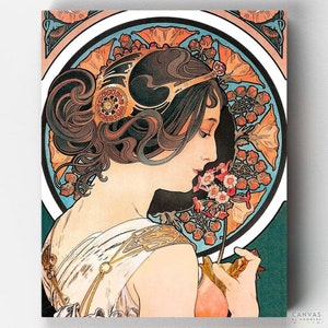 Kit de peinture à numéros haut de gamme - Primevère - Alphonse Mucha - Toiles à numéros