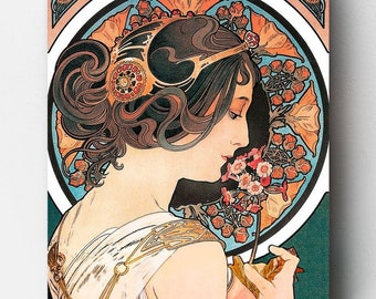 Premium Malen nach Zahlen Kit - Primrose - Alphonse Mucha - Leinwand by Numbers