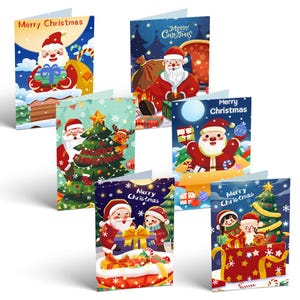 Conjunto de cartões de Natal pintados por números 2 - Presente festivo original faça você mesmo - Projeto de artesanato de pintura de feriado