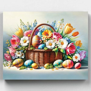 Easter Basket With Flowers - Paint by Numbers - Canvas by Numbers