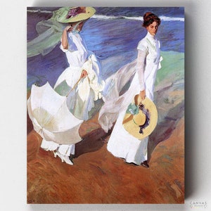 Premium Paint by Numbers Kit - Walk on the beach - Joaquín Sorolla - Canvas by Numbers