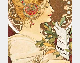 Premium Diamond Painting (X-Large) - Feather - Mucha Diamond Painting - 5D Diamond Painting Kits for Adult - DIY Gift