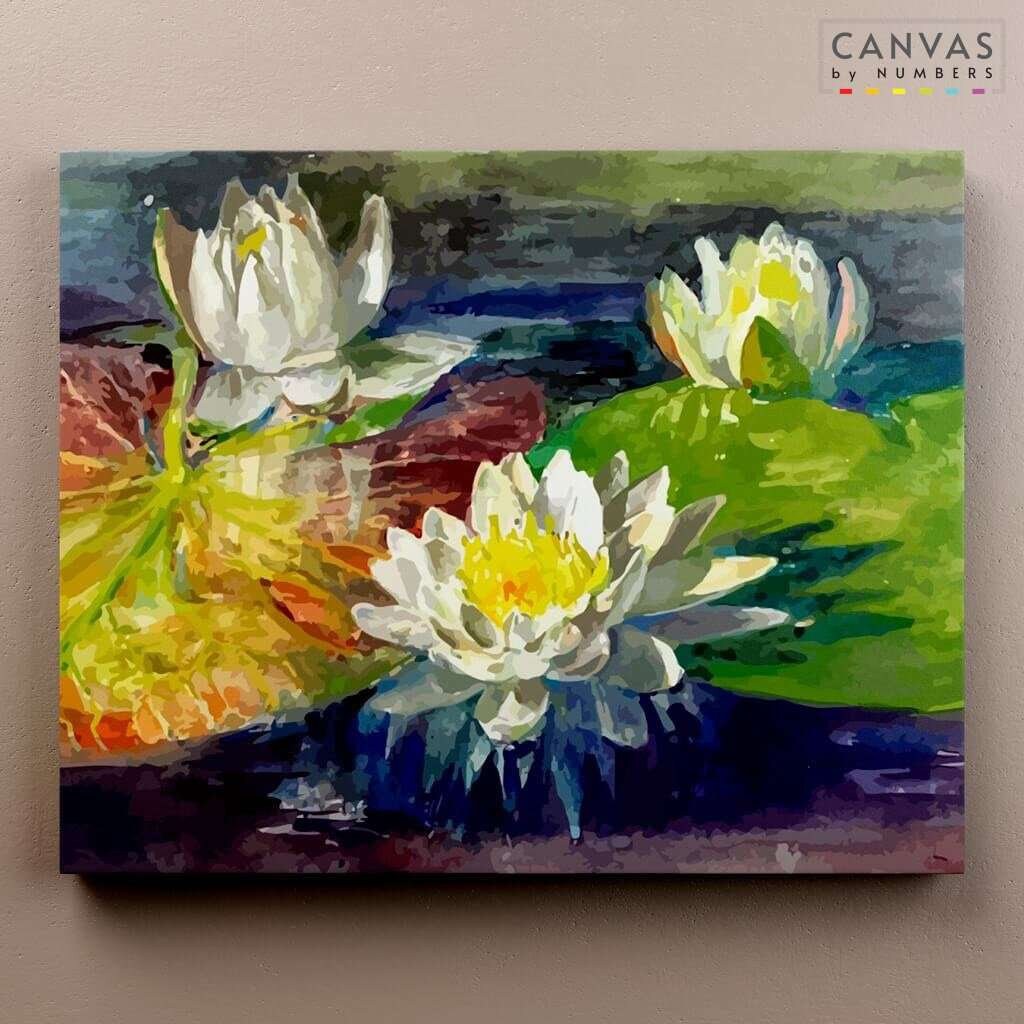 Paint by Numbers WaterLilies Red and Green Pads John La Etsy