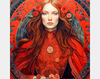Premium Diamond Painting (X-Large) - Scarlet Muse - Diamond Painting - 5D Diamond Painting Kits for Adult - DIY Gift