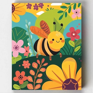 Premium Paint by Numbers Kit - Honeybee Painting by Numbers for Kids - Canvas by Numbers