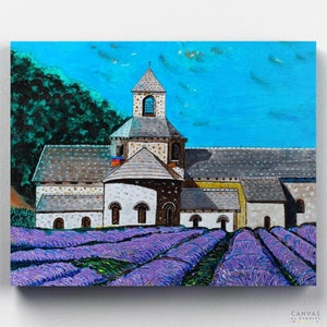 Kit Premium per dipingere con i numeri - Abbazia in Provenza - Tela con i numeri