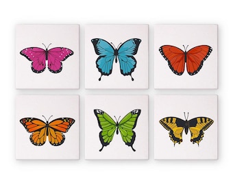 Set of 6 Mini Paint by Numbers - Beautiful Butterflies – Easy Canvas Painting DIY Art - Gift Idea