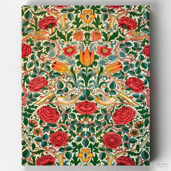 Premium Paint by Numbers Kit - Rose - William Morris - Canvas by Numbers