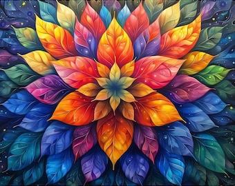 Premium Diamond Painting (Standard Size) - Cosmic Bloom Mandala - 5D Diamond Painting Kits for Adult - DIY Gift
