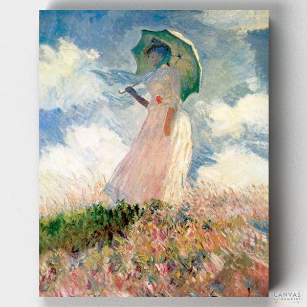 Kit de peinture par numéros premium - Femme au parapluie - Claude Monet - Toile par numéros