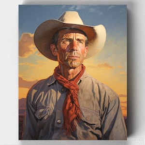 Premium Paint by Numbers Kit - Western Cowboy Paint by Numbers - Canvas by Numbers