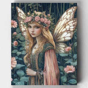 Premium Paint by Numbers Kit - Portrait of a Fairy – Painting Kit for Adults - Canvas by Numbers