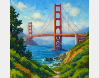 Premium Diamond Painting (Large) - Golden Gate Bridge View - Diamond Painting - 5D Diamond Painting Kits for Adult - DIY Gift