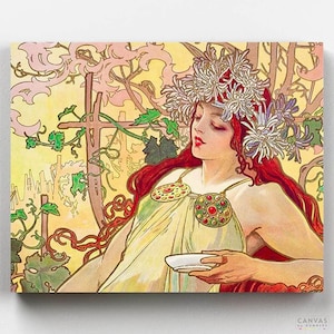 Premium Paint by Numbers Kit - Autumn - Alphonse Mucha - Canvas by Numbers