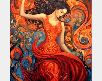 Premium Diamond Painting (Standard Size) - The Fire Dancer - Diamond Painting - 5D Diamond Painting Kits for Adult - DIY Gift