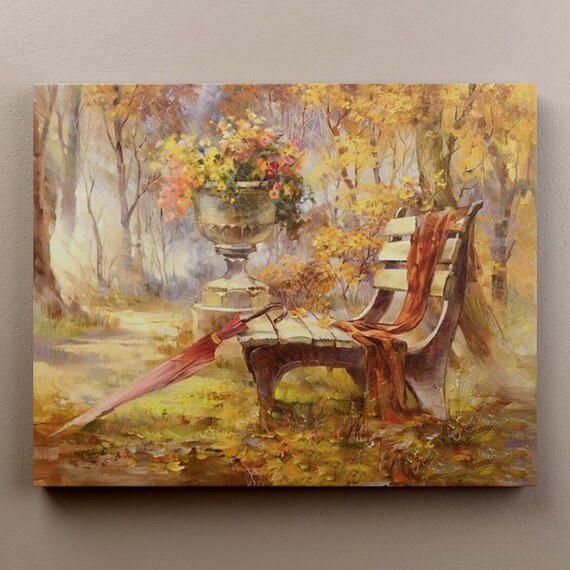 Bench And Umbrella Etsy