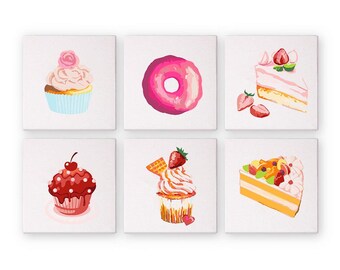Set of 6 Mini Paint by Numbers - Sweet Moments 2 – Easy Canvas Painting DIY Art - Gift Idea