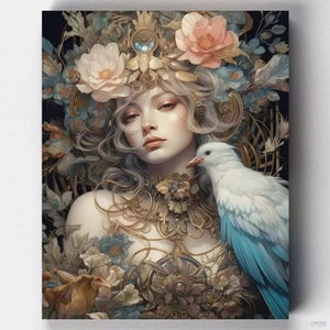 Premium Paint by Numbers Kit - The Queen of Feathers - Canvas by Numbers