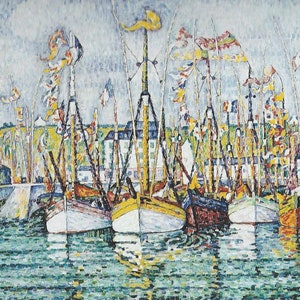 Premium Diamond Painting (X-Large) - Blessing of the Tuna Boats at Groix - Paul Signac 5D Diamond Painting - DIY Gift