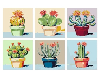 Cactus Pots - Mini Paint by Numbers Set