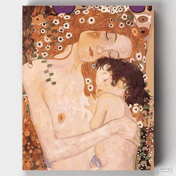Premium Paint by Numbers Kit - Mother and Child - Gustav Klimt - Canvas by Numbers