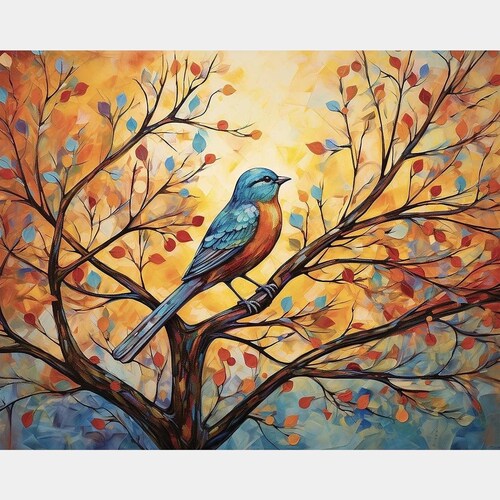 Premium Diamond Painting (Large) - Eastern Bluebird Diamond Painting Kit - 5D Diamond Painting Kits for Adult - DIY Gift