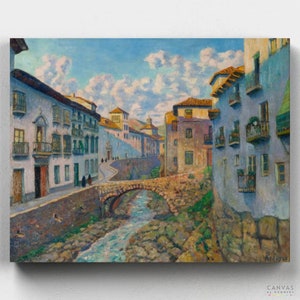 Kit Premium per dipingere con i numeri - Fiume Darro - Darío de Regoyos - Tela con i numeri