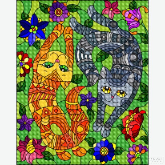 Kit Diamond Painting 5D Fai Da Te "Gatto" Con Strass Rotondi - 30,5x40,6 Cm, Per Adulti E Bambini