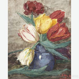 Premium Diamond Painting (Standard Size) - Tulips in a Vase - Diamond Painting - 5D Diamond Painting Kits for Adult - DIY Gift