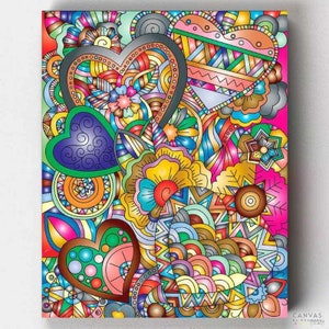 Premium Paint by Numbers Kit - Happy Hearts - Canvas by Numbers