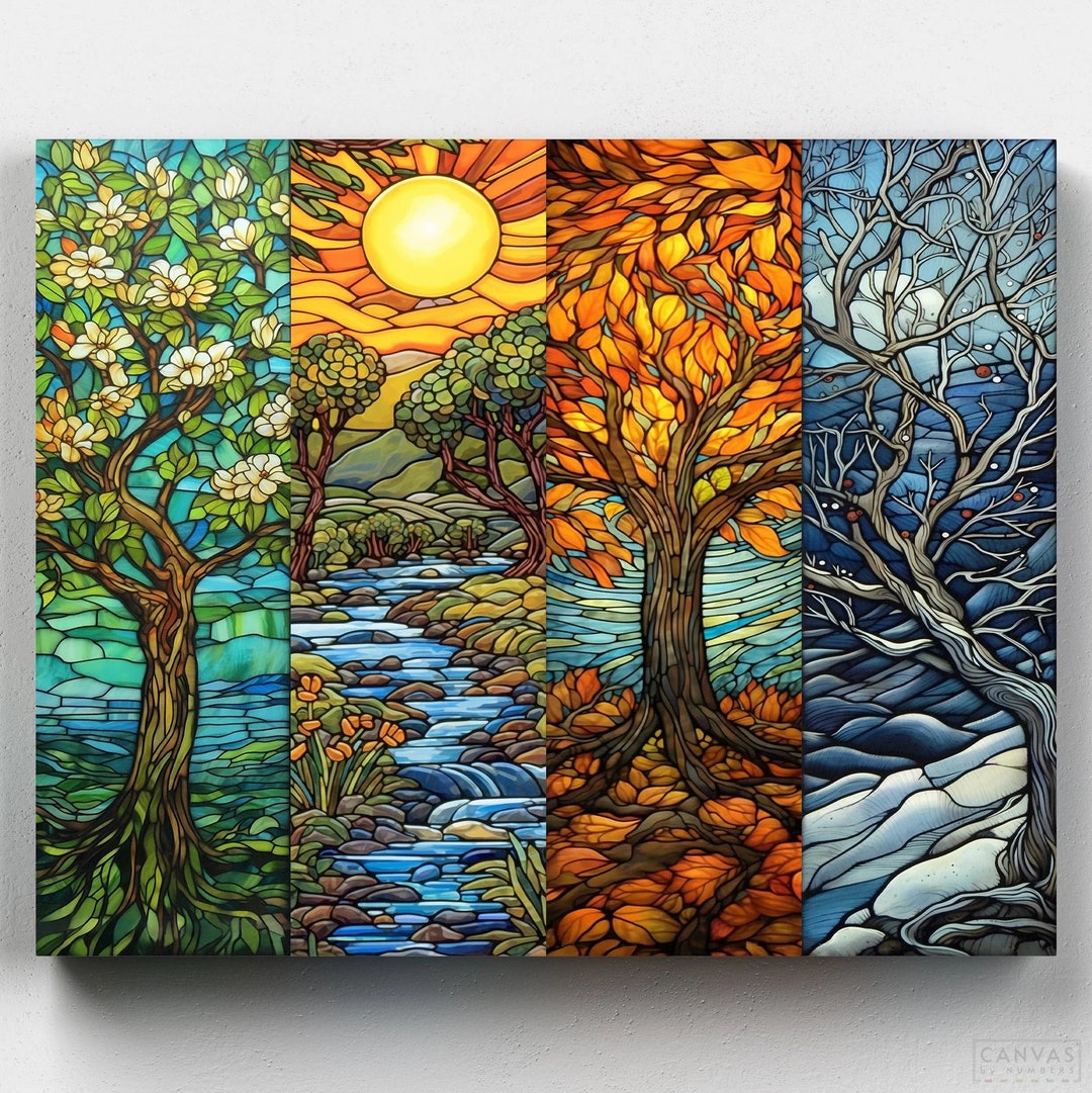 Premium Paint by Numbers Kit - the Four Seasons - Paint by Numbers ...