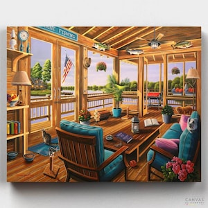 Premium Paint by Numbers Kit - Lakeside View - Geno Peoples - Canvas by Numbers