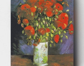 Premium Paint by Numbers Kit - Vase with Red Poppies - Vincent Van Gogh - Canvas by Numbers