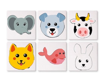 Set of 6 Mini Paint by Numbers - Animal Friends 2 – Mini Paint by Numbers Kit